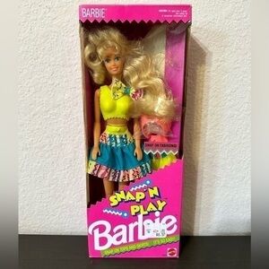 Snap N Play Barbie Doll Vintage 1991 Snap On Clothes 1990s Blonde New In Box